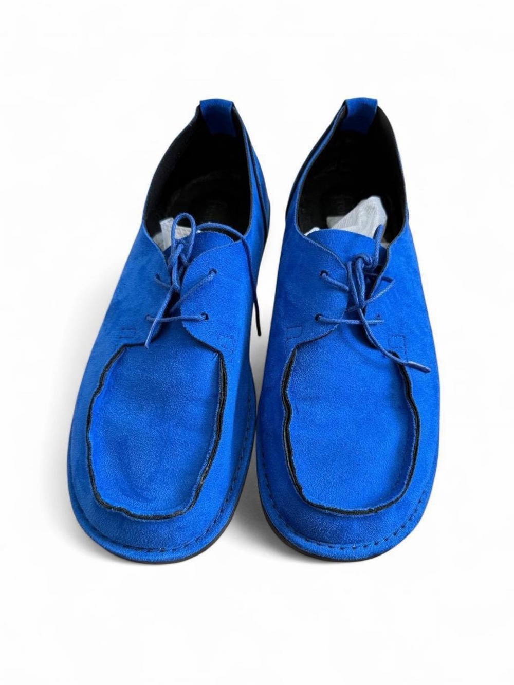 Men's Electric Blue Suede Lace-Up Slip-Ons